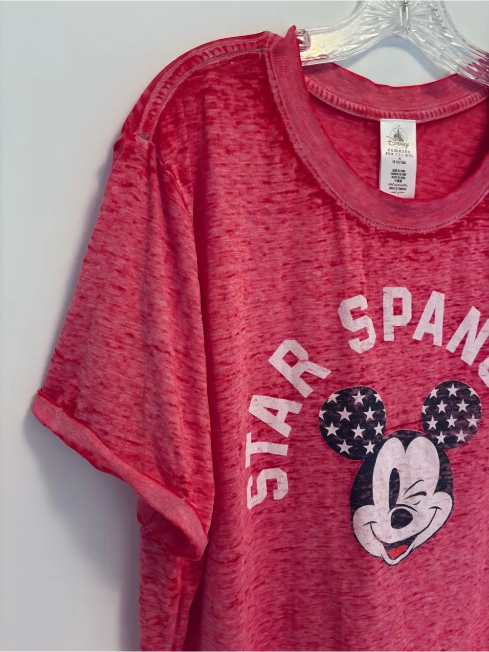 Disney Women's Star Spangled Mickey Mouse Short Sleeve T-Shirt Red Size XL